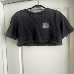 Alexander Wang Black Cropped Logo Tee – Size XS/S