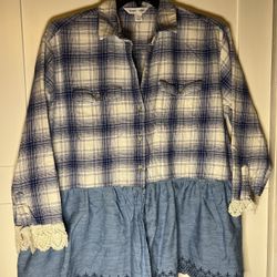 Up Cycled Flannel Shirt, Size Large