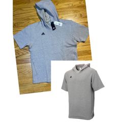 Adidas Icon SS Short Sleeve Basketball Hoodie Sweatshirt Men's sz M NEW! gray