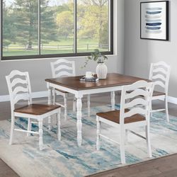 Brand New White & Oak 5pc Dining Table Set 