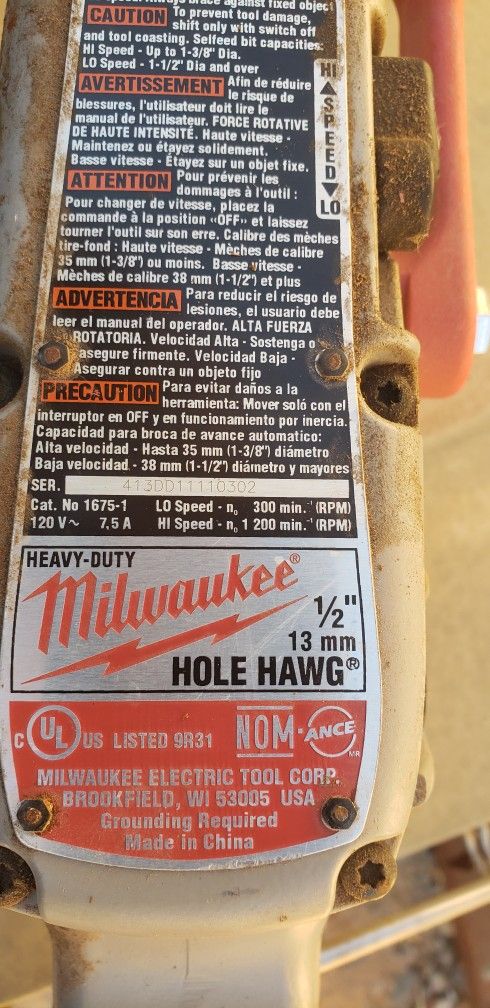 MILWAKEE HOLE HAWG 1/2"