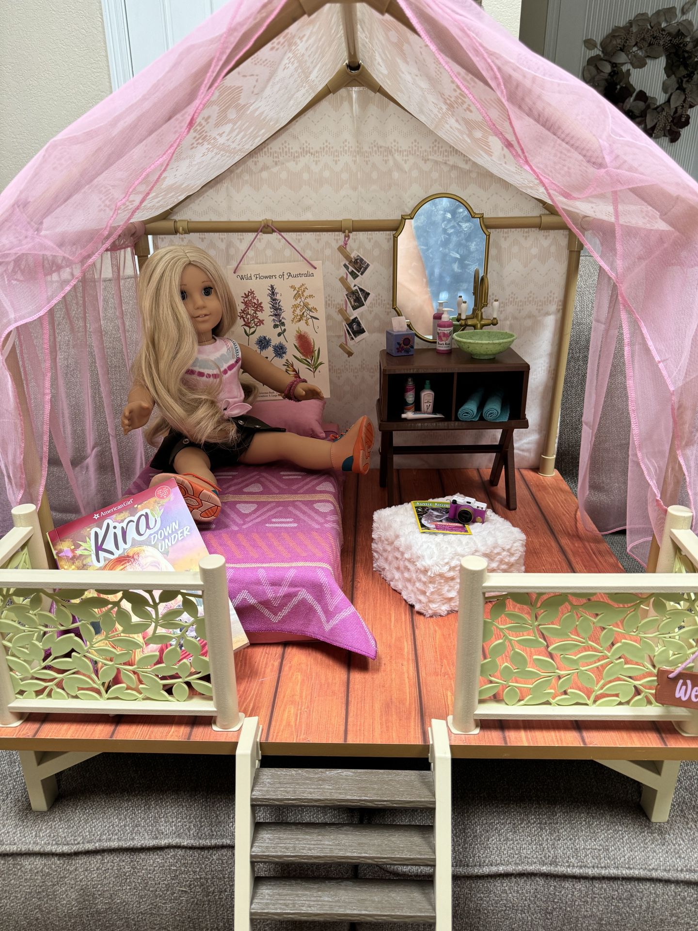 American Girl Doll Kira’s Comfy Platform tent & Doll