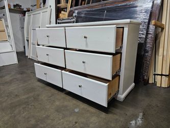 White Wood 6-Drawer Double Dresser