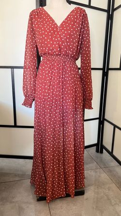 Polka Dot Long Sleeve Maxi Dress