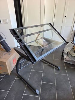 Adjustable Glass Drafting Table / Art Desk – Great Condition