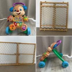Mesh Wooden Baby Gate And Baby Walker