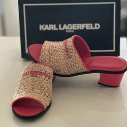 Karl Lagerfeld Paris Pink Mules NEW! 