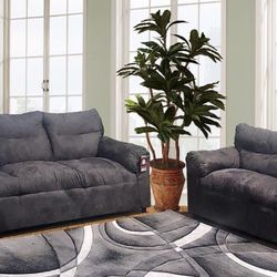 Brandon Sofa and Loveseat Set, Gray ASSEMBLED