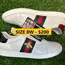 GUCCI ACE BEE WHITE BLACK GREEN RED NEW SALE SNEAKERS SHOES BOX SIZE EUR 39 6.5 MEN 8 WOMEN A5