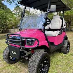 Club Car Tempo Lithium 30mph 48v custom lifted pink golf cart