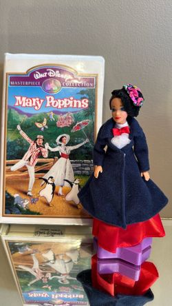 Vintage 1994 Disney Mary Poppins 7" Musical Doll & VHS Set