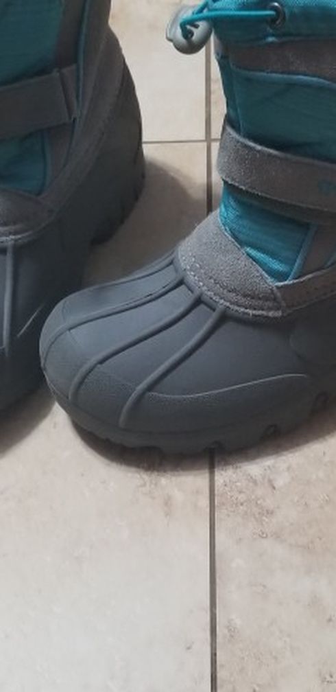 Sport gray and teal boys snow winter boot