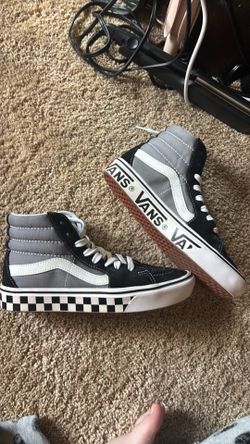 Vans gray and checkered high top