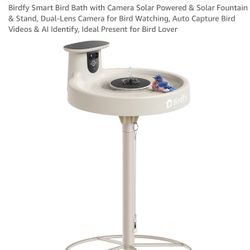 Solar Powered Bird Watch Camera With Solar Fountain And Stand, New