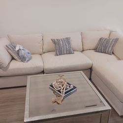 Beige/Cream Sectional Couch 