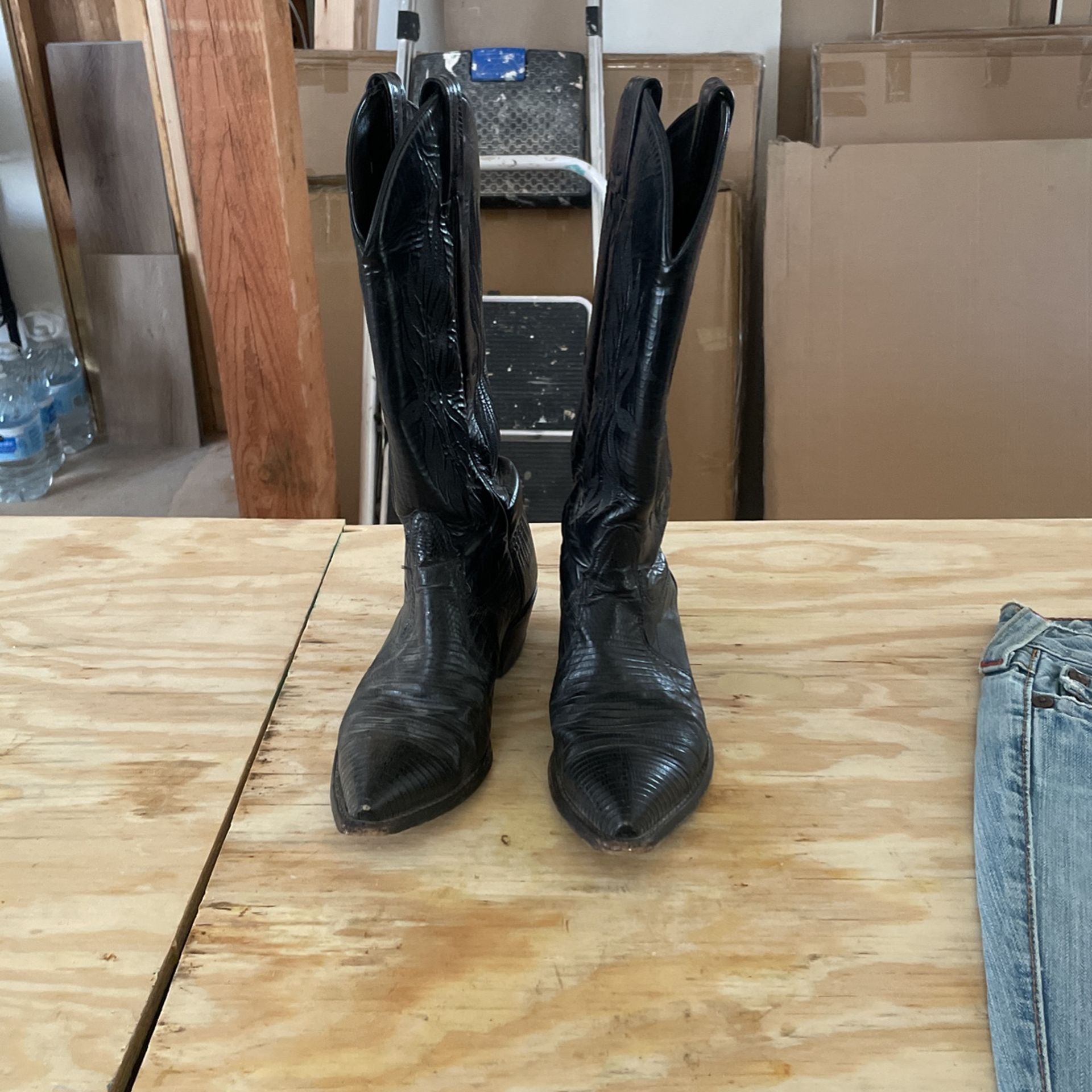 Ladies Custom Made Tony Lama Black Snakeskin Boots Size 6 M