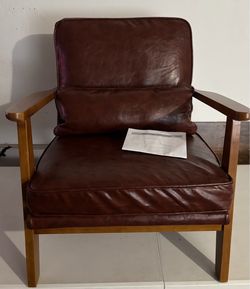 Modern Century Espresso Armchair with Lumbar Pillow