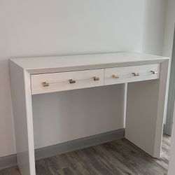 White Desk With Gold Accents  *price is negotiable!* 