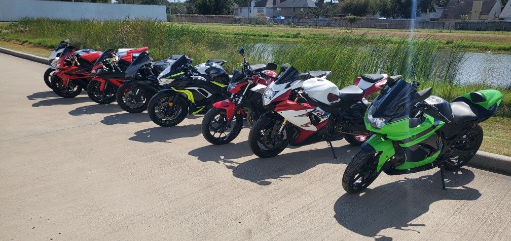 Kawasaki,Suzuki, Yamaha, Honda motorcycles