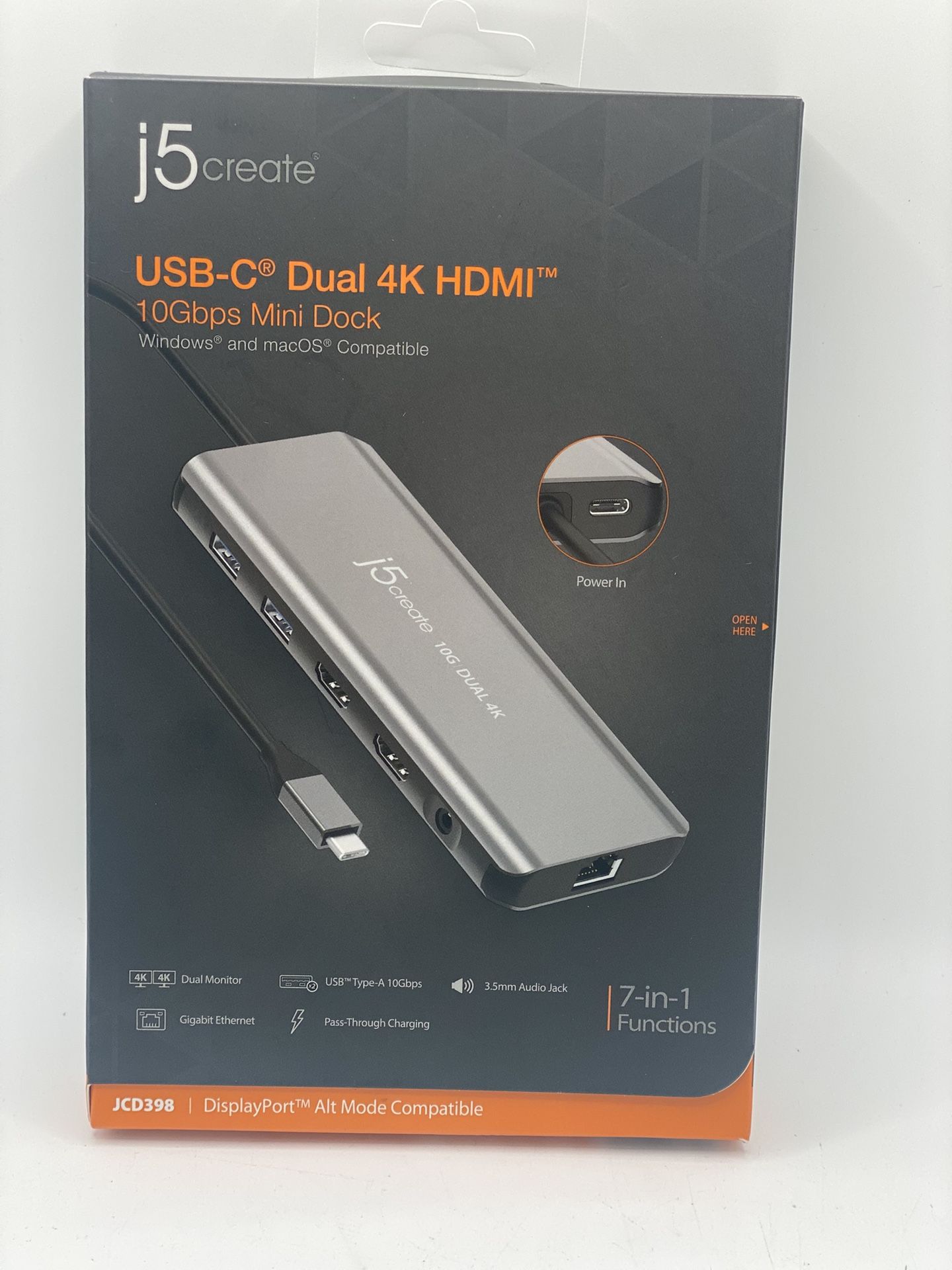 j5 Create USB Type-C 7 in 1 PD Support Dual HDMI Gen2 Multihub - NEW!