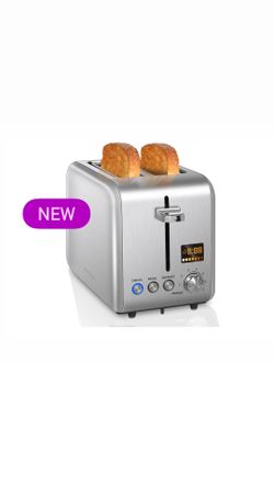 New 2-Slice Toaster, Stainless Steel -Seedem