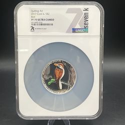 2017 SILVER COOK ISLANDS $2 Quilling Art Colorized Bird NGC PF 70 UC Seven K