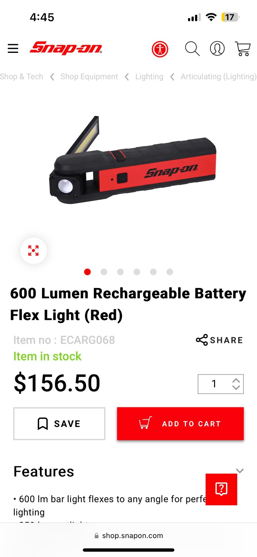 600-800 Lumen Snap-on Utility Light
