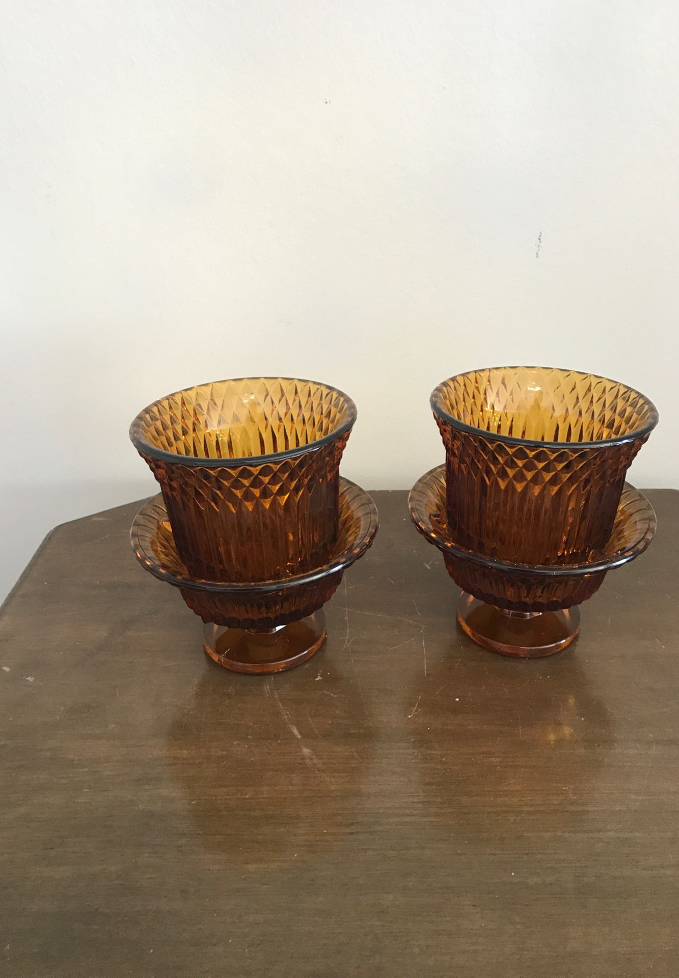 Amber Colored Votive Candle Holders