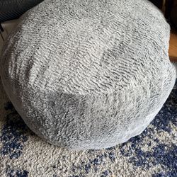 5 Foot Round Bean Bag Chair with Foam Filling, Soft Short Faux Fur Bean Bag