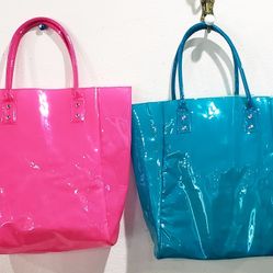 Vintage Shiny Patent Large Beach Totes 11in x 15in $10 Each 