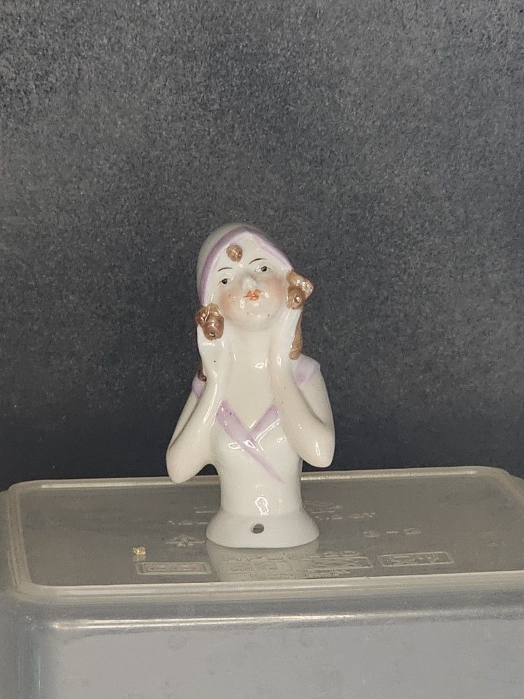 VTG 3" half doll / pincushion doll. Flapper girl. Made in Germany