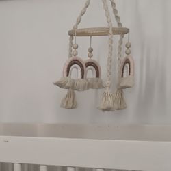 30 Inch Wooden Mobile Arm for Crib Rotating Baby Mobile Hanger With Boho Nursery Decor