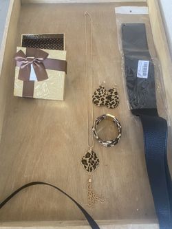 Animal Print Jewelry With Black Leather Belt