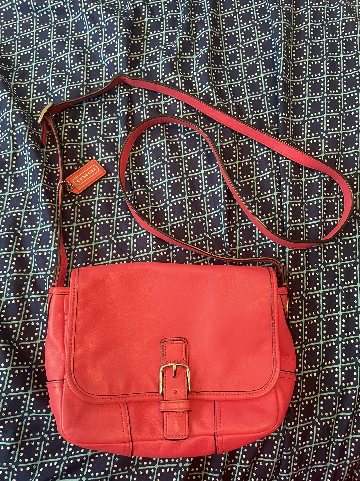 Pink Coach Crossbody Purse With Tan Inside Stain Free