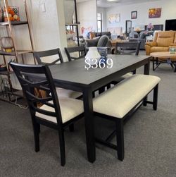 Beautiful‼️6-Pc Dining Table Set Charcoal Finish