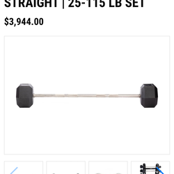 25lb-115lb Fixed Straight Dura Barbells Hampton Curl Bars (BRAND NEW)