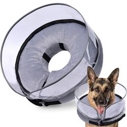 Dog Cone, Inflatable Dog Cone After Surgery for Small Medium Large Dogs, Soft Cones with Enhanced Anti-Licking Guard Shield for Pets, Protective Dog D