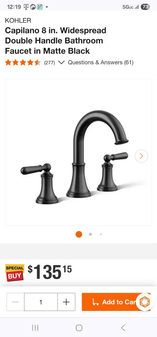 Kohler Widespread Bathroom Faucet
