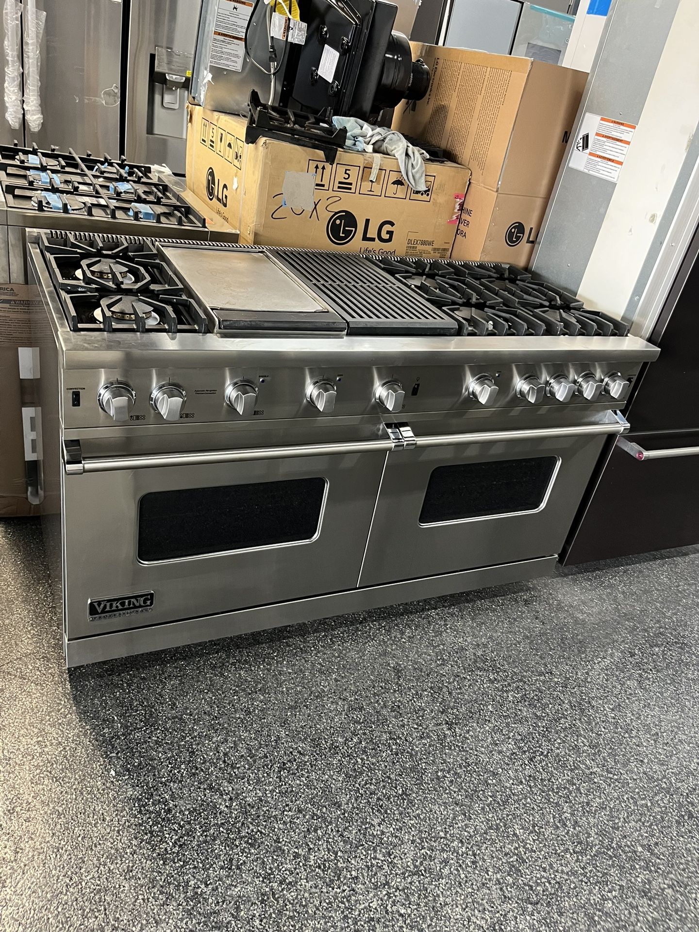 Stainless Steel 60” Gas Range Stove Grill & Griddle Viking Pro