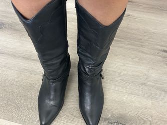 Cowgirl black leather boots size 8.5