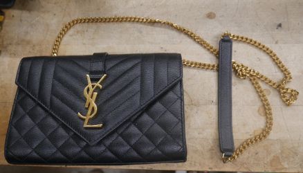 Saint Laurent Envelope Triquilt Small YSL Shoulder Bag in Grained Leather MINT. PRE OWNED . WITH COPY OF THE RECEIPT. F(contact info removed)6 .