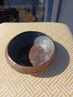 Early Craftsman Studios Hammered Copper Bowl c1920s. Signed "CS"