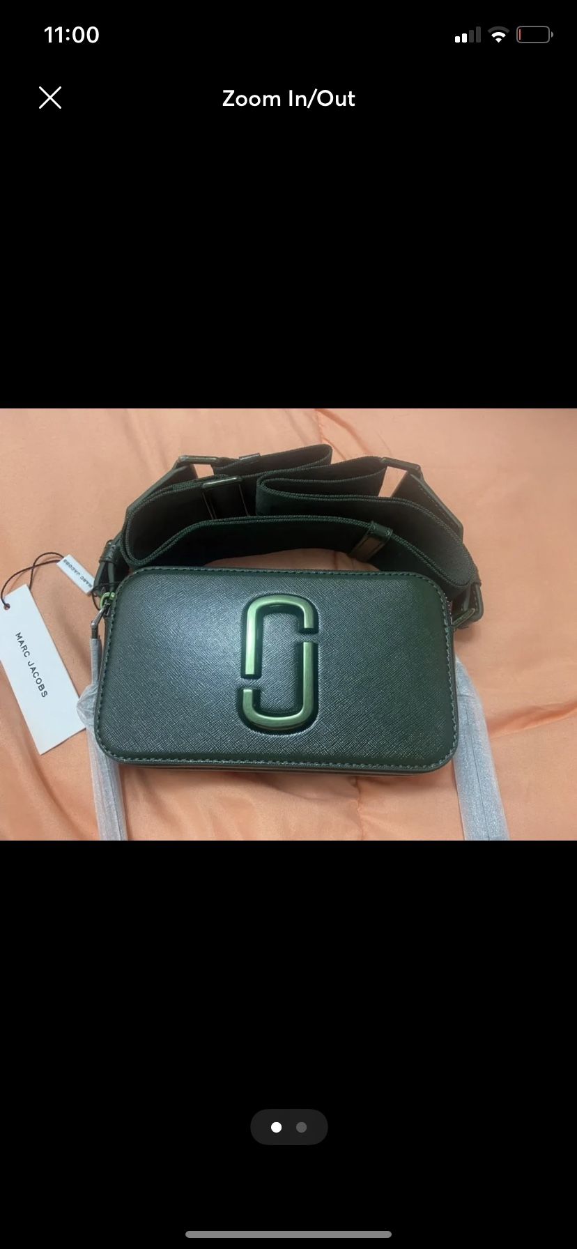 MARC JACOBS OLIVE GREEN SNAPSHOT BAG