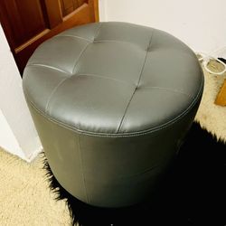 Modern Black Faux Leather Ottoman / Foot Stool – Retails $75