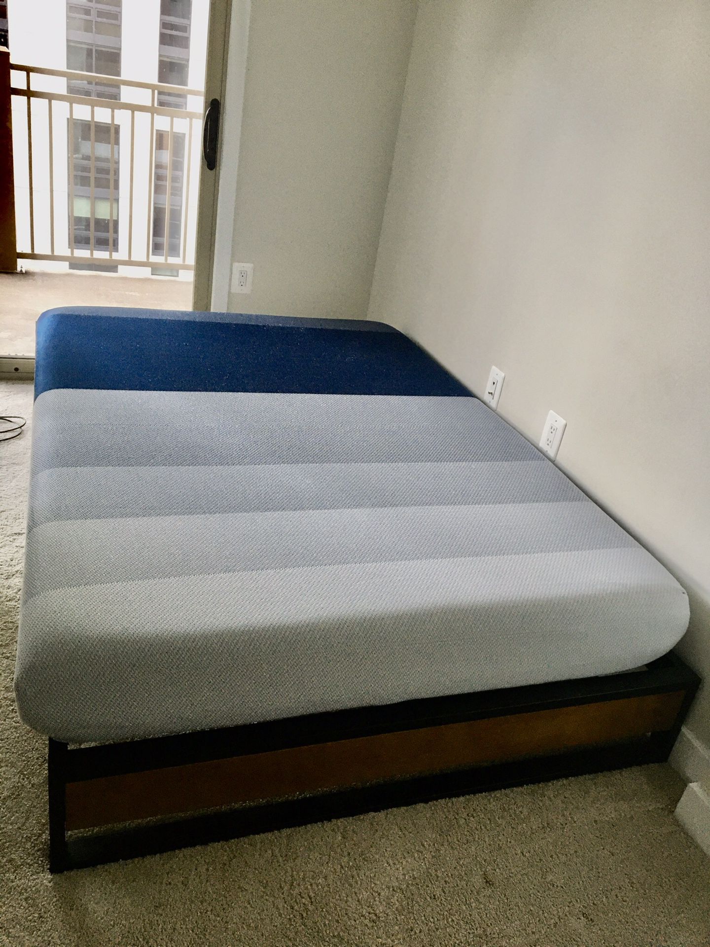 Platform bed frame with full mattress - used only 8 months - moving sale