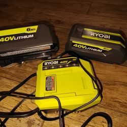 Ryobi 40v Batteries and Charger 