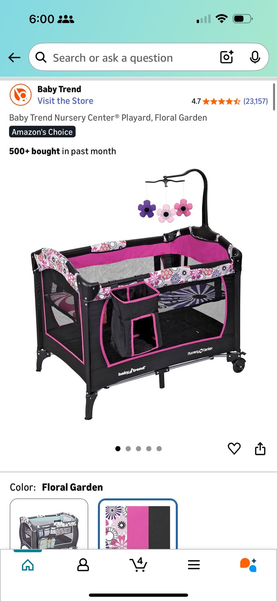 Baby Trend Playard, Floral Garden