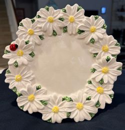 Vintage Metlox Poppytrail "Sculptured Daisy" Pedestal Cake Stand | 1960s California Pottery, Mid-Century Modern