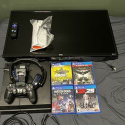 32” Smart Tv & PS4 Bundle W/ Charging Station & Headset