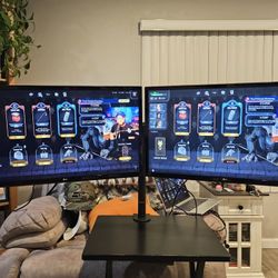 2x LG 27" IPS 4k Monitors With Vivo Desk Mount Stand.